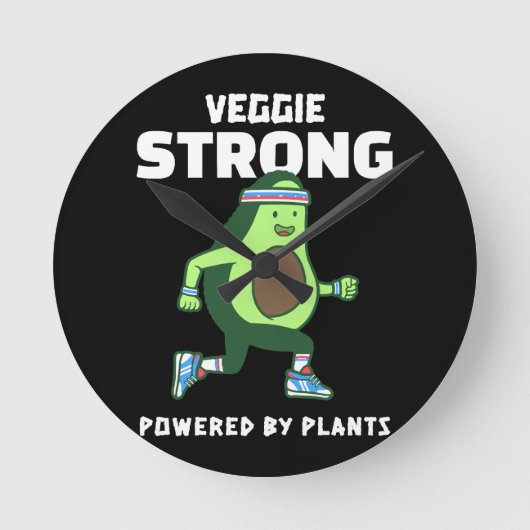 植物パワーで強くなる Veggie Strong ラウンド壁時計 (正面)