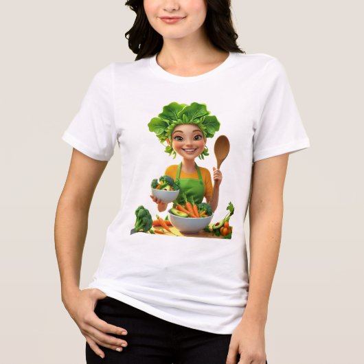 植物パワーのシェフ - 愛情たっぷりの料理 トライブレンドTシャツ (正面)