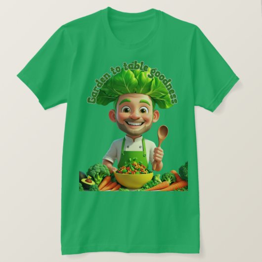 植物パワーのシェフ - 愛情たっぷりの料理 Tシャツ (デザイン正面)