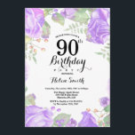 植物パープルフローラ90th誕生日招待状 招待状<br><div class="desc">植物紫フローラ90誕生日招待状。フローラ·ピンク·ピニーズ·誕生日·招待状·フォー·ウーマン。水彩フローラフラワーピンクエレガントのバラと牡丹の花。大人の誕生日。白の背景白黒：13.15.16.18.21.30.40.50.60.70.80.90.100.任意の年齢さらにカスタマイズするには、「クリックカスタマイズit」ボタンをクリックし、デザインツールを使用してこのテンプレートを変更してください。</div>