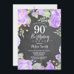 植物パープルフローラ90th誕生日招待状 招待状<br><div class="desc">植物紫フローラ90誕生日招待状。フローラ·ピンク·ピニーズ·誕生日·招待状·フォー·ウーマン。水彩フローラフラワーピンクエレガントのバラと牡丹の花。大人の誕生日。黒板の背景白黒：13.15.16.18.21.30.40.50.60.70.80.90.100.任意の年齢さらにカスタマイズするには、「クリックカスタマイズit」ボタンをクリックし、デザインツールを使用してこのテンプレートを変更してください。</div>