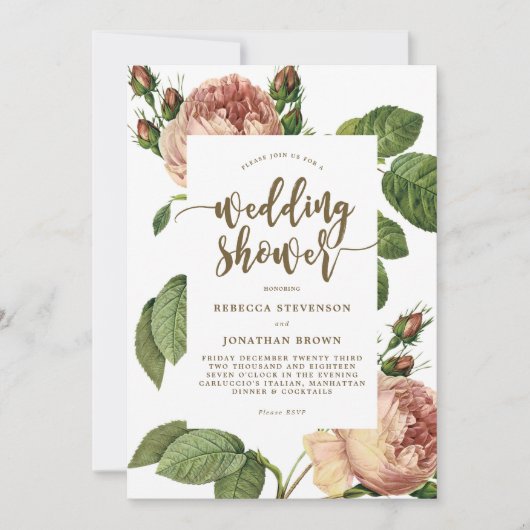 植物フローラウェディングシャワー招待 招待状 (正面)