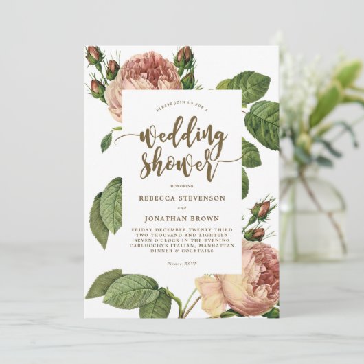 植物フローラウェディングシャワー招待 招待状 (スタンド正面)