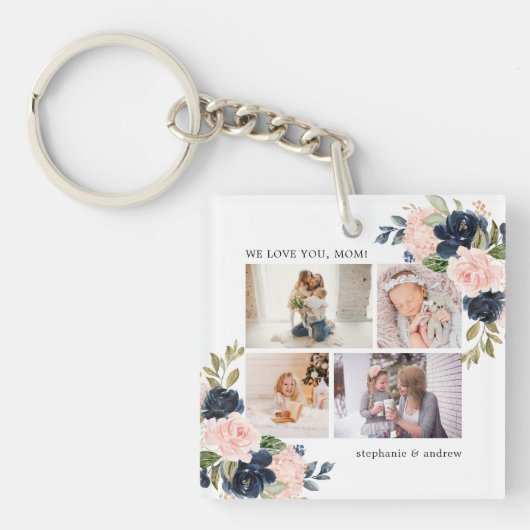 植物フローラマムフォトコラージュウォーターカラー キーホルダー (正面)