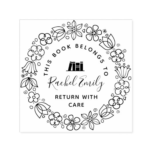 植物フローラ個人図書切手 セルフインキングスタンプ (デザイン)