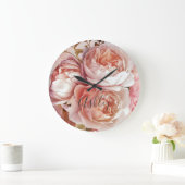 植物フローラ牡丹名モノグラム ラージ壁時計 (ホーム)