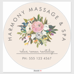 植物ブリスエレガントフローラ曲線文字 クリーム シール