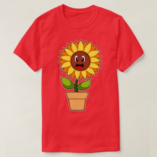 植物ポットひまわり花 Tシャツ (デザイン正面)