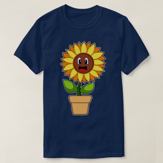 植物ポットひまわり花 Tシャツ (デザイン正面)