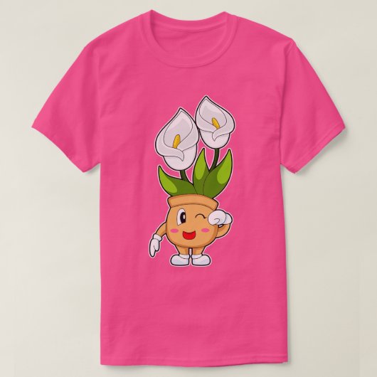 植物ポットカラユリ花 Tシャツ (デザイン正面)