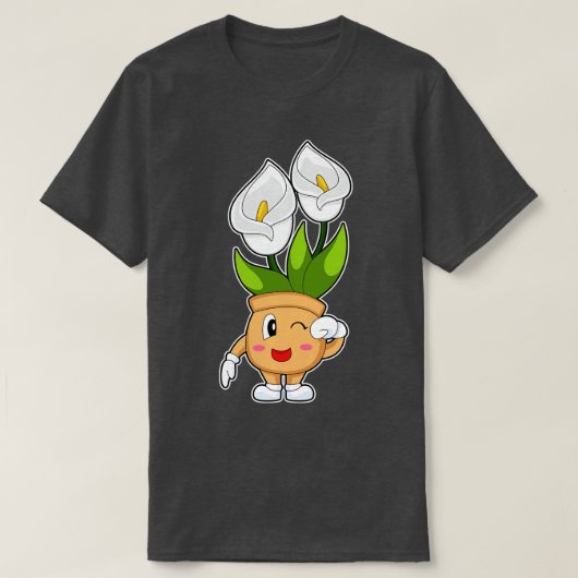 植物ポットカラユリ花 Tシャツ (デザイン正面)
