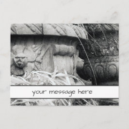 植物ポット初期春白黒カスタムメッセージ ポストカード