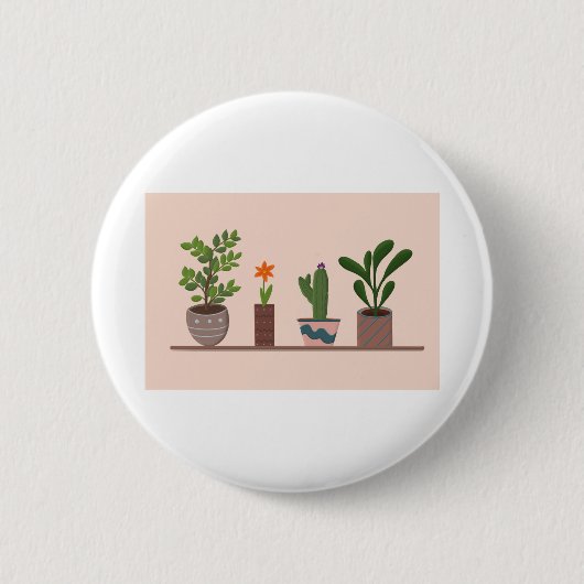植物ポット背景花開花葉 缶バッジ (正面)