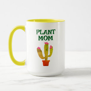植物ママのコーヒーマグのギフトかわいいサボテンとポット マグカップ