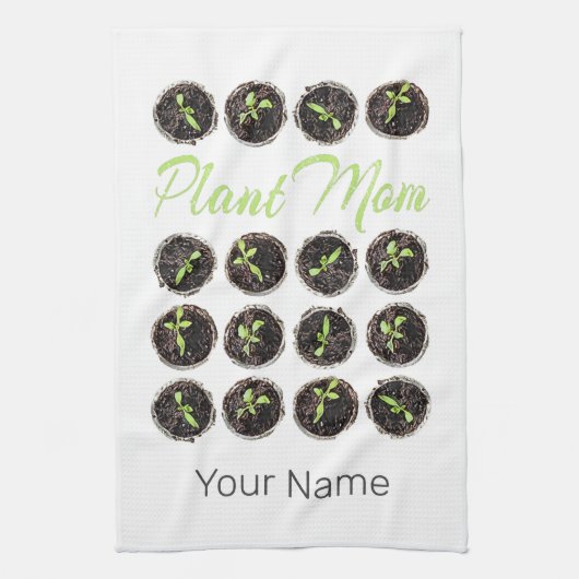 植物ママガーデンフラワーホビーガーデナーまたはフローリスト キッチンタオル (縦)