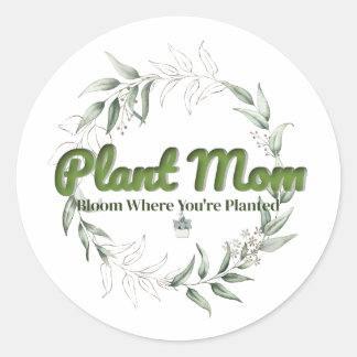 植物ママ丸いステッカー – 植物性ギフトラベル ラウンドシール