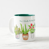 植物ママ水彩鉢植え観葉植物おもしろい ツートーンマグカップ (正面左)