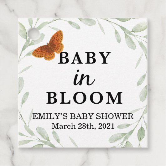 植物メッセージカード、ベビーシャワーメッセージカード フェイバータグ (正面)