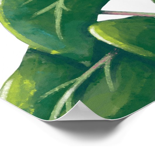 植物モダンのアートワーク、熱帯葉のアート、グリーンアート ポスター (角)