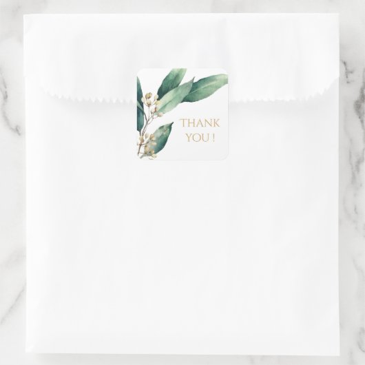 植物モダンの緑の素朴な結婚式の引き出物 スクエアシール (バッグ)