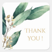 植物モダンの緑の素朴な結婚式の引き出物 スクエアシール (正面)