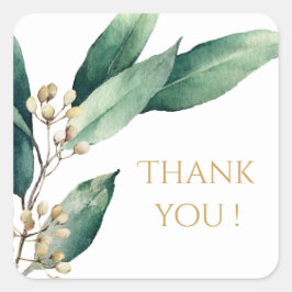 植物モダンの緑の素朴な結婚式の引き出物 スクエアシール