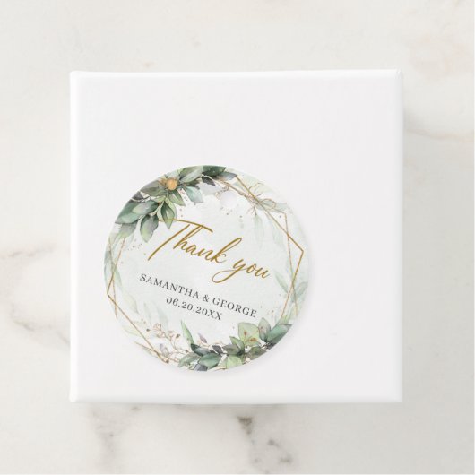 植物モダンの緑の葉の金ゴールドフレ結婚ーム フェイバータグ (インサイチュ)