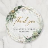 植物モダンの緑の葉の金ゴールドフレ結婚ーム フェイバータグ (正面)