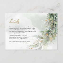 植物モダンの緑葉金ゴールド楕円詳細 エンクロージャーカード