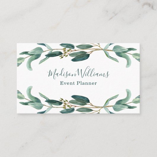 植物モダンエレガント植物植樹ユーカリ 名刺 (正面)