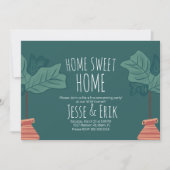 植物モダンフィドルフィグツリー引っ越し祝いパーティーパーティー 招待状 (正面)