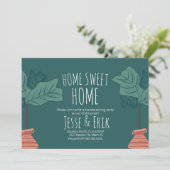 植物モダンフィドルフィグツリー引っ越し祝いパーティーパーティー 招待状 (スタンド正面)