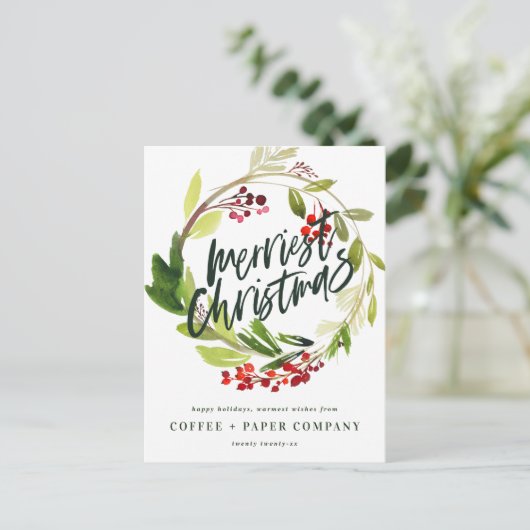 植物モダンリースエレガント企業の シーズンポストカード (スタンド正面)