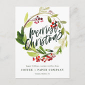 植物モダンリースエレガント企業の シーズンポストカード (正面)