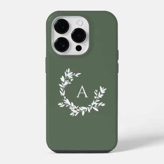 植物モノグラムイニシャルグリーン iPhoneケース (裏面)