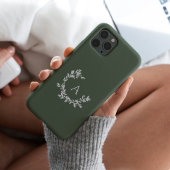 植物モノグラムイニシャルグリーン iPhoneケース