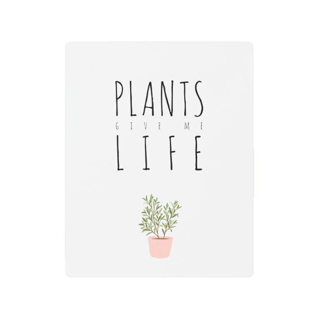 植物ライフトレンディーグラフィックとタイポグラフィ メタルプリント (正面)