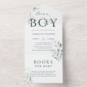 植物レターベビーシャワー |ベビー オールインワン招待状 (内側)