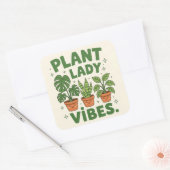 植物レディの雰囲気 かわいいグリーン スクエアシール (封筒)