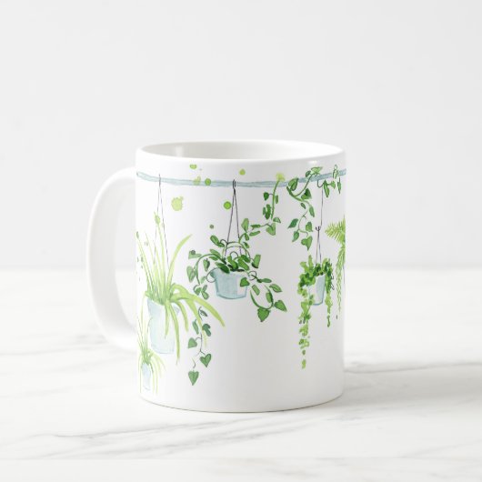 植物レディーウォーターの色パーソナライズされた名 コーヒーマグカップ (正面左)