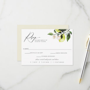 植物レモンズ結婚式RSVP Meal Choiceカード 出欠カード