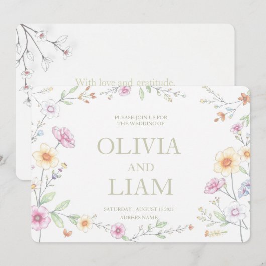 植物予算結婚の 招待状 (正面/裏面)