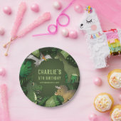 植物付き漫画の恐竜スケッチ誕生日 ペーパープレート (パーティー)