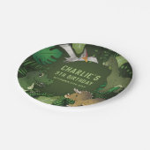 植物付き漫画の恐竜スケッチ誕生日 ペーパープレート (アングル)