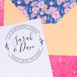 植物円形結婚のスクリプト差出人住所 ラバースタンプ