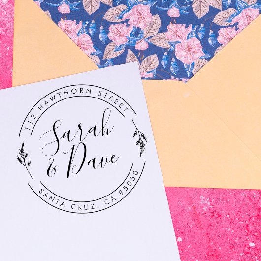 植物円形結婚のスクリプト差出人住所 ラバースタンプ