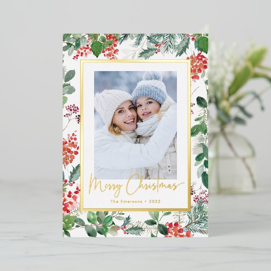 植物写真のホリデーカード 箔シーズンカード (立ち正面)