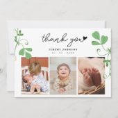 植物写真モダンコラージュ春ベビーシャワー サンキューカード (正面)
