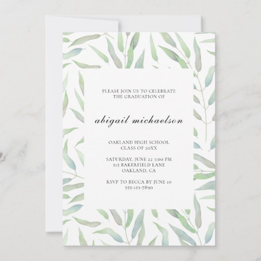 植物写真モダン卒業パーティー 招待状 (裏面)