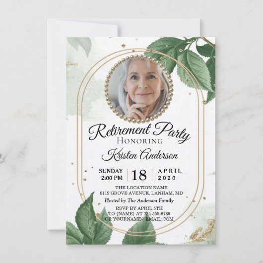 植物写真モダン退職パーティの招待状 招待状 (正面)